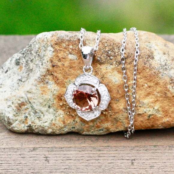 New Color Change Diaspore Flower Pendant Sterling Silver , Wedding , Bridal - Picture 2 of 8